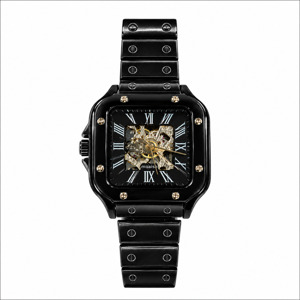 Black Square Automatic Skeleton Watch